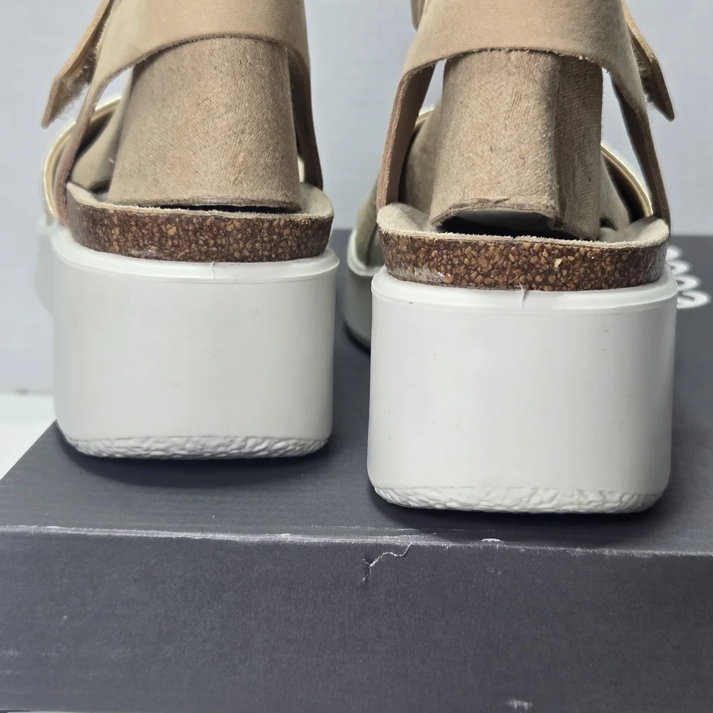 ECCO Women's Flowt Wedge Nubuck Leather Cork Sandals Size 7 - 7.5